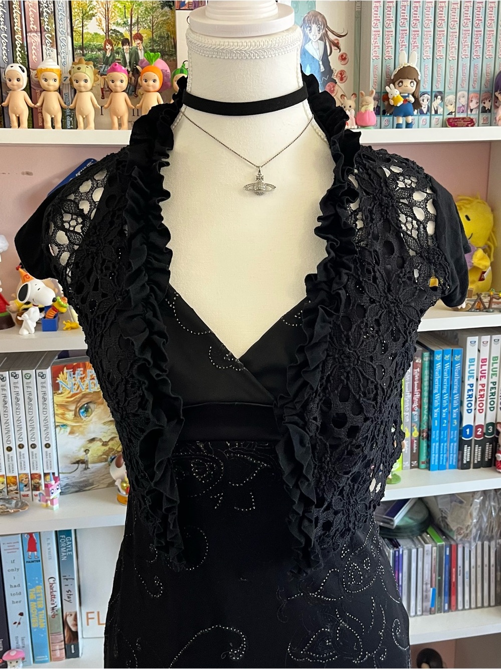 Black Crochet Ruffle Shrug